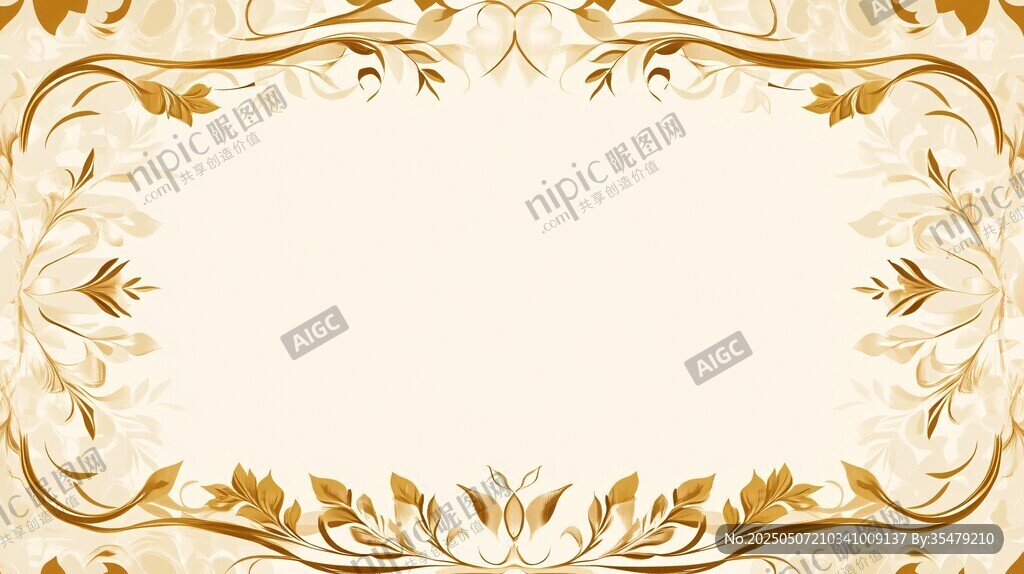 金色华丽花卉边框背景图