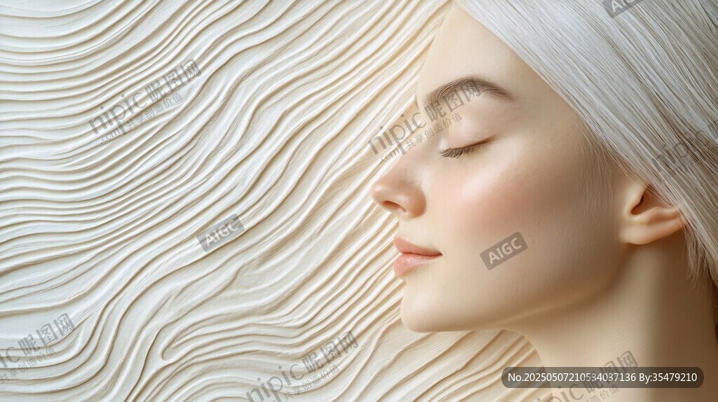 闭眼美少女的梦幻质感画面