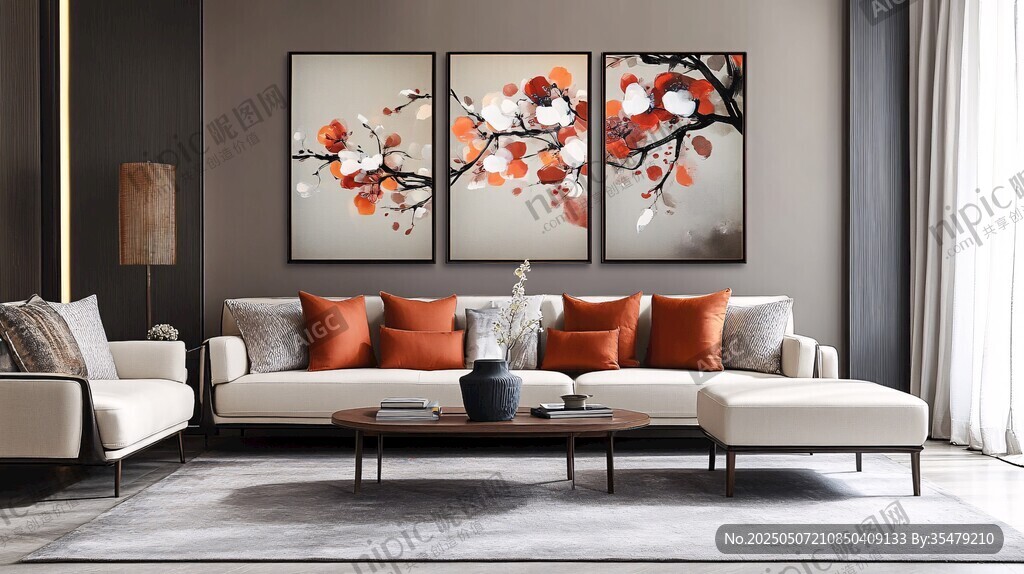 现代简约风客厅装饰画展示