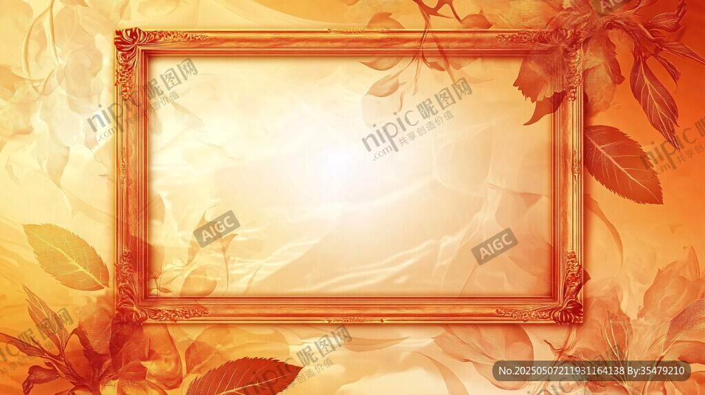 金色画框与秋叶梦幻背景