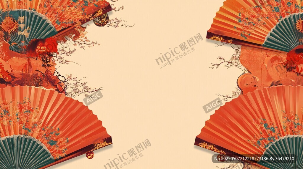 古典折扇中式美学背景图