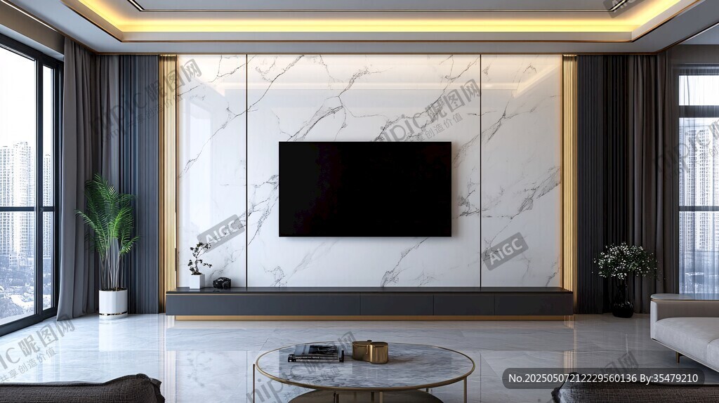 现代简约风客厅电视背景墙