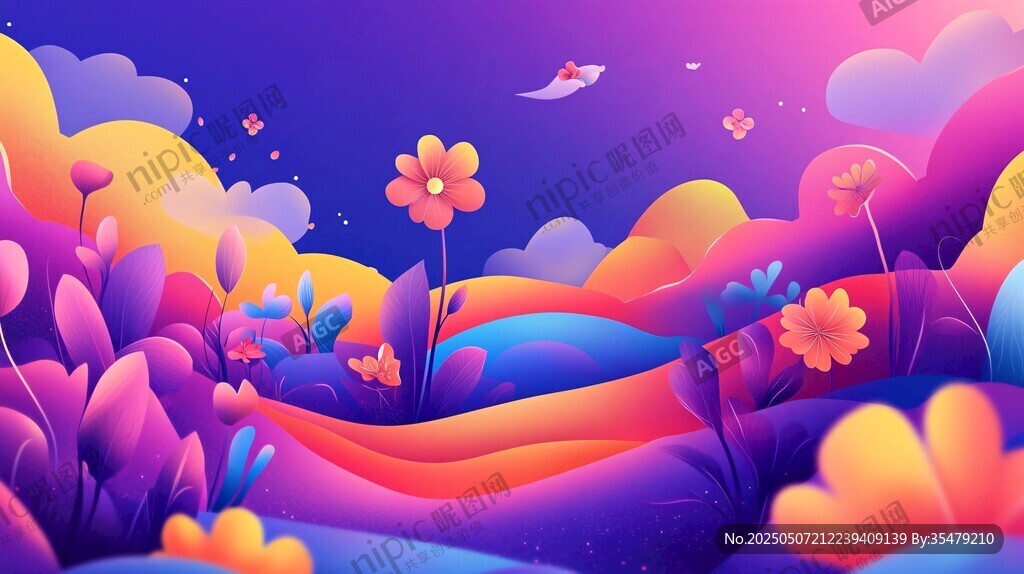 梦幻绚丽的花海奇幻景观