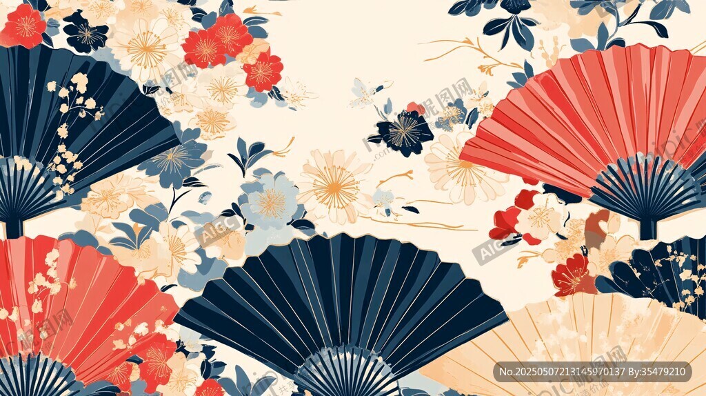 折扇花卉图 古风美学盛宴