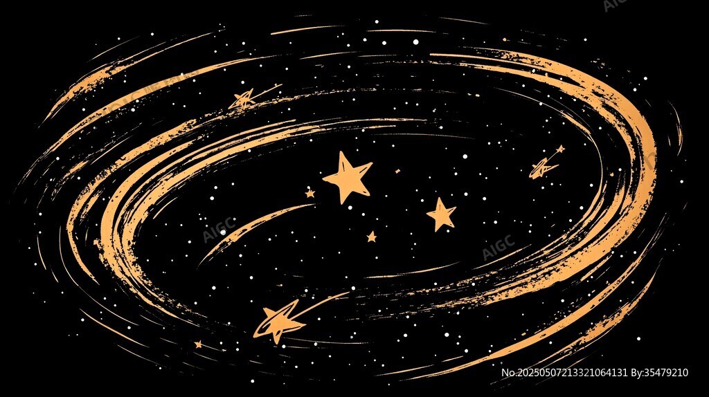 金色星系旋涡星迹图案