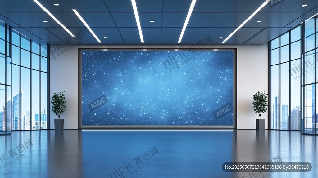 宽敞大厅中的巨幅星空屏