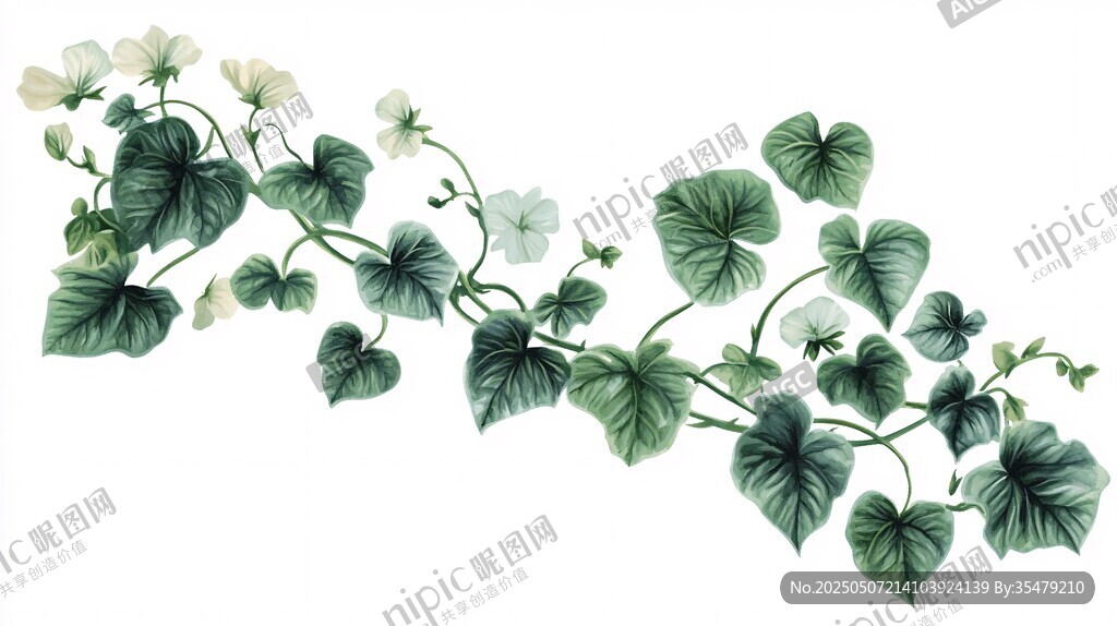 藤蔓绿植花卉清新插画