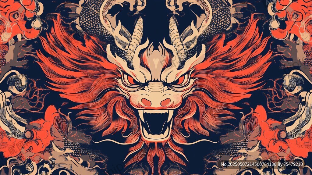 中式龙图腾华丽艺术图案