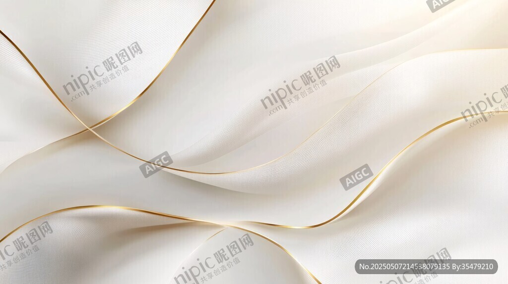 1 白色飘带金色线条艺术背景