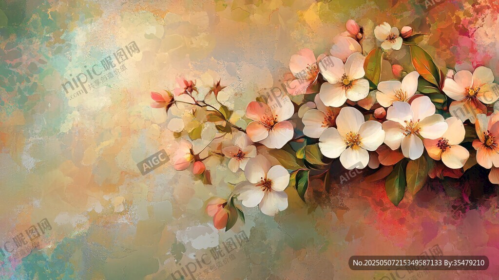 梦幻花卉油画风唯美画面
