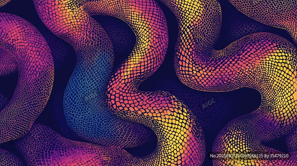 彩色蛇形图案抽象艺术纹理