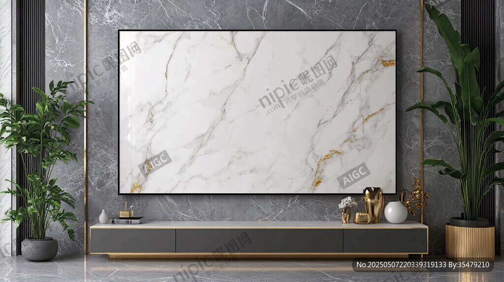 现代简约大理石电视背景墙