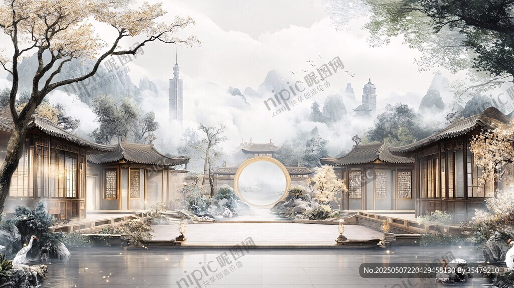 中式庭院山水诗意景致