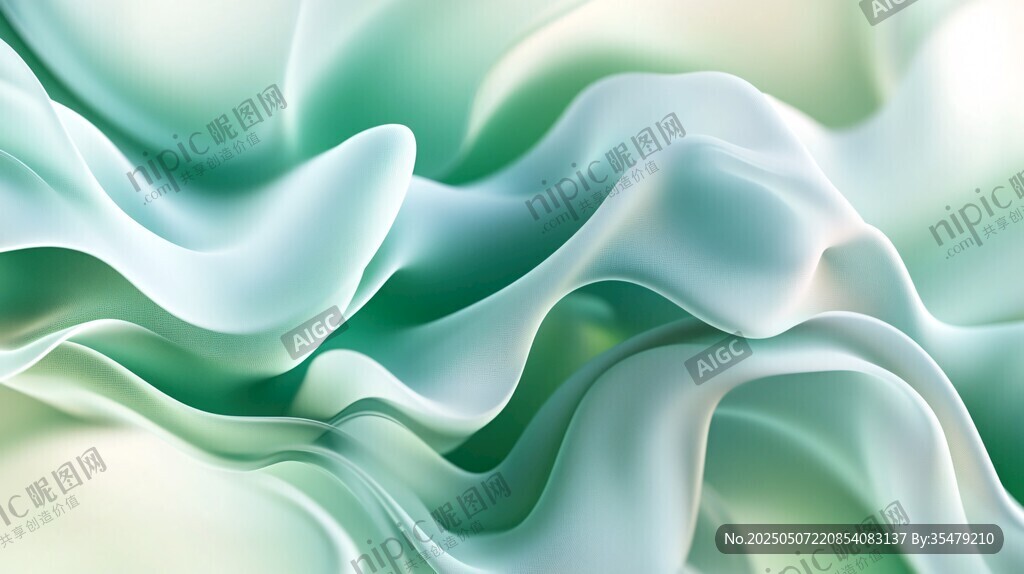 梦幻绿调流体纹理背景