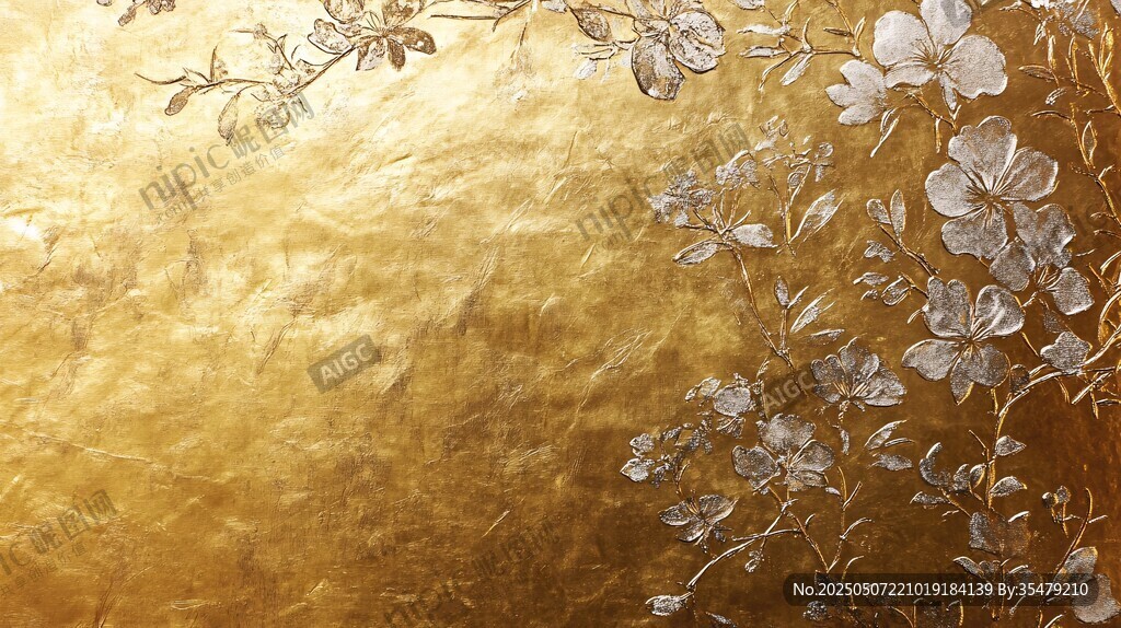金色背景上的精致花卉图案