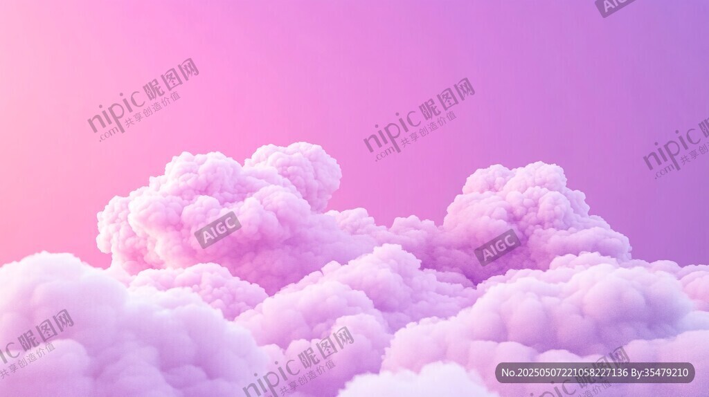 梦幻粉紫色云朵天空背景