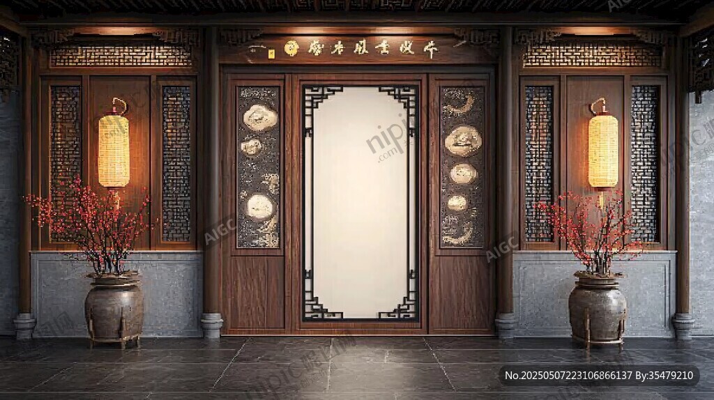 中式典雅玄关室内场景