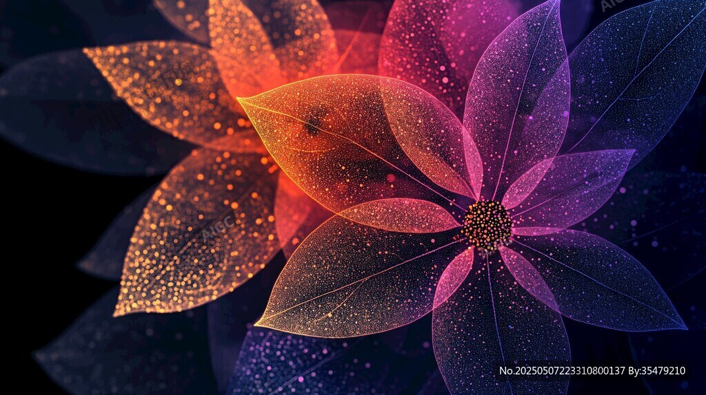 梦幻炫彩花朵抽象艺术图