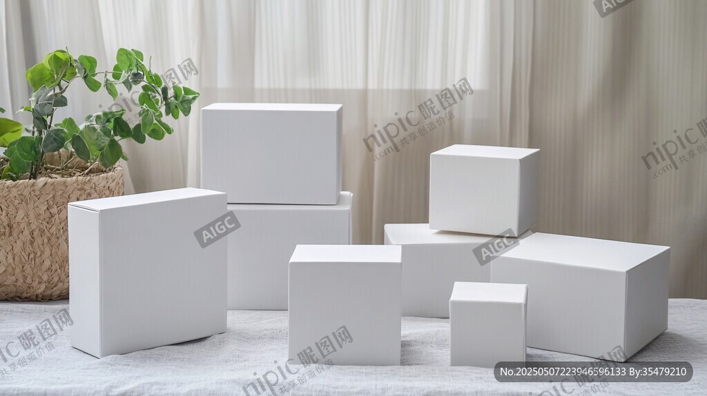 白色立体方块展示场景