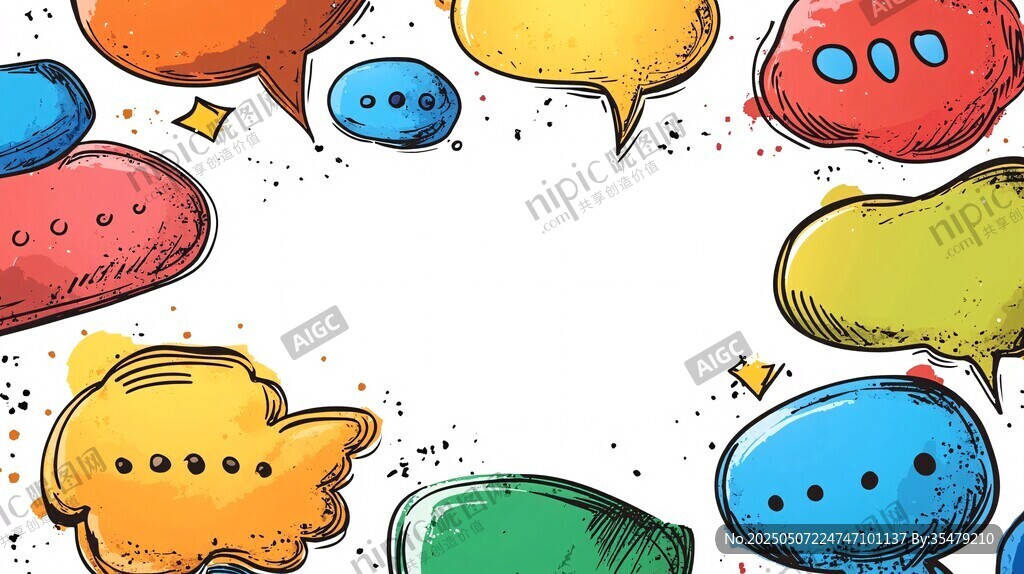 多彩手绘对话气泡背景图