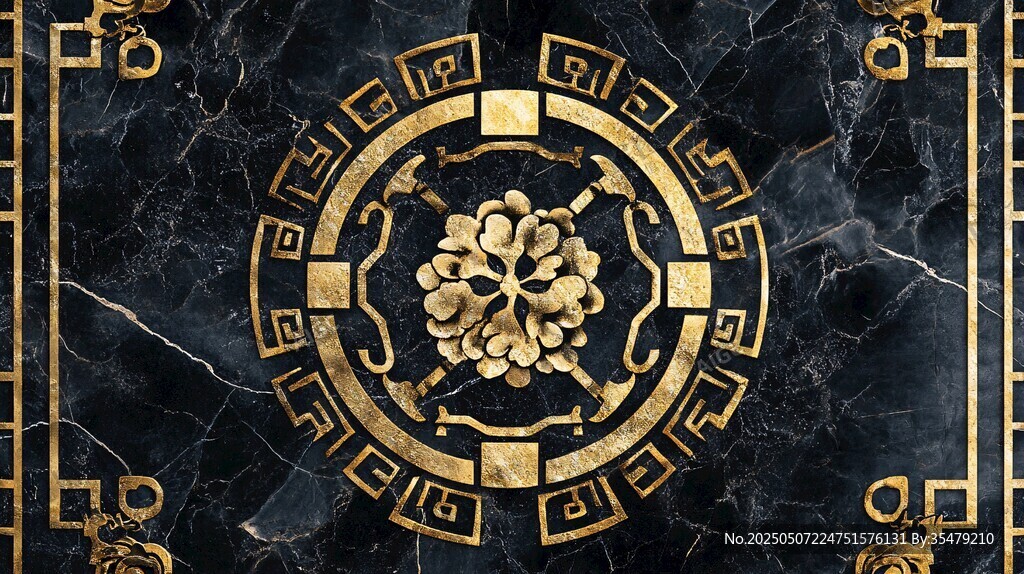 黑金中式古典花纹装饰图案
