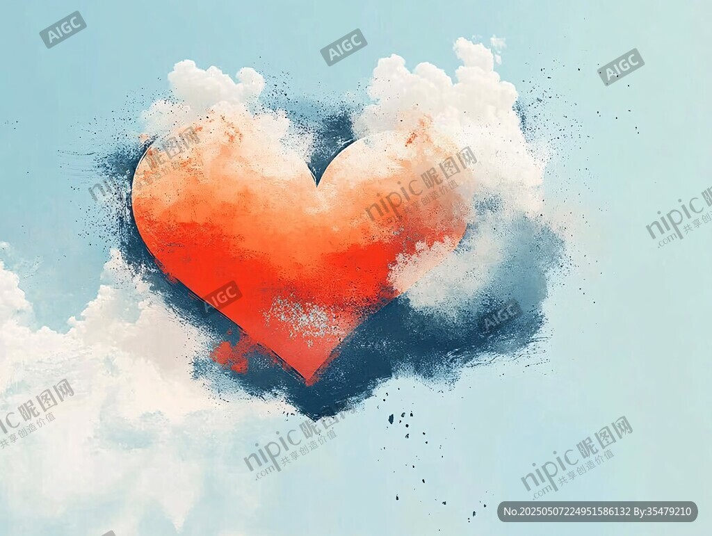 心型云朵梦幻天空景象