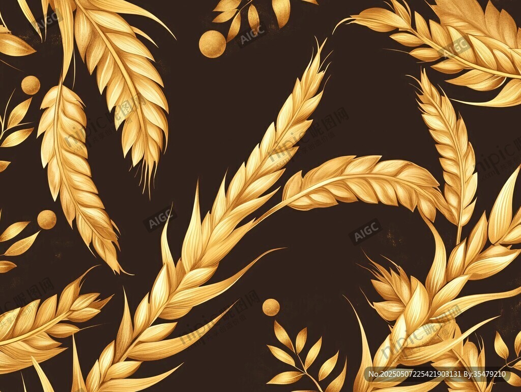 金色麦穗图案背景设计