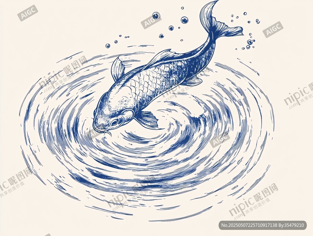 跃起锦鲤搅起水中涟漪