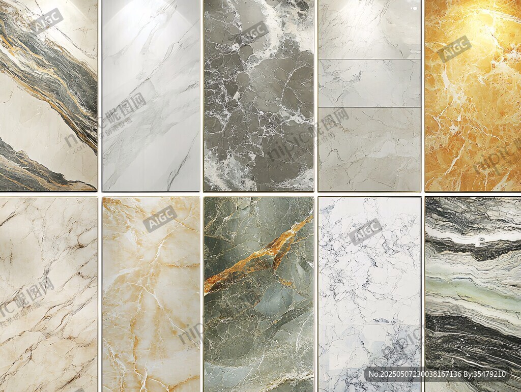 多样大理石纹理瓷砖展示