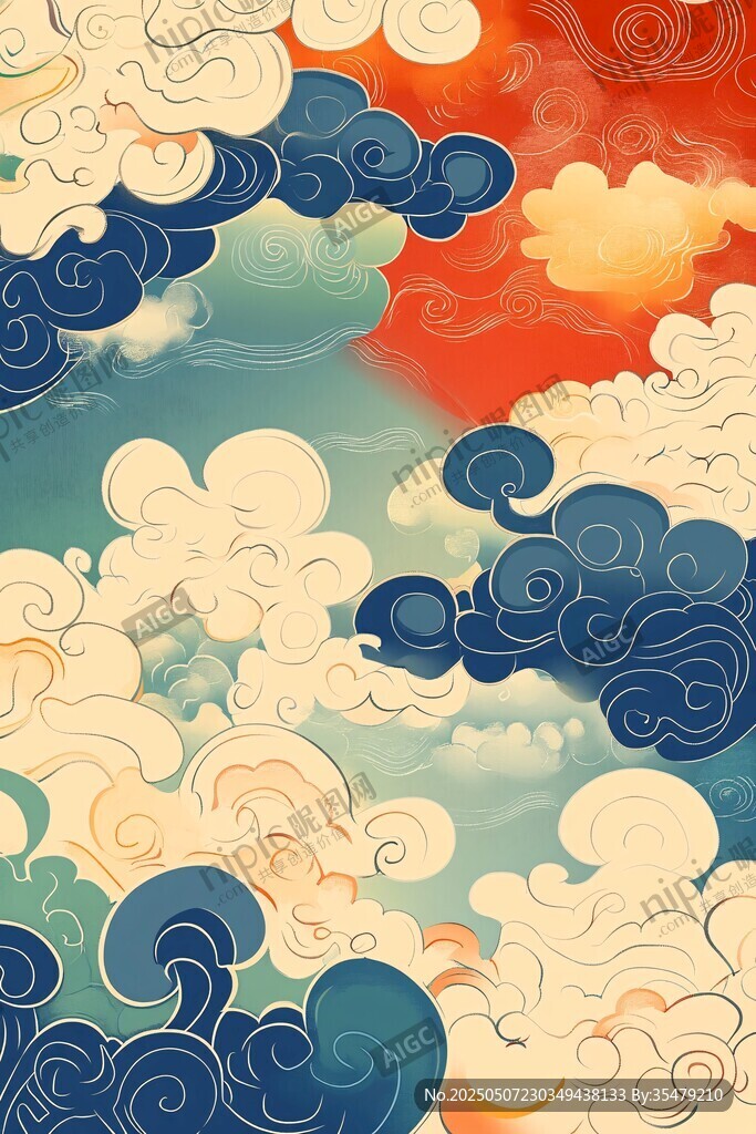 中式祥云图案 绚丽色彩
