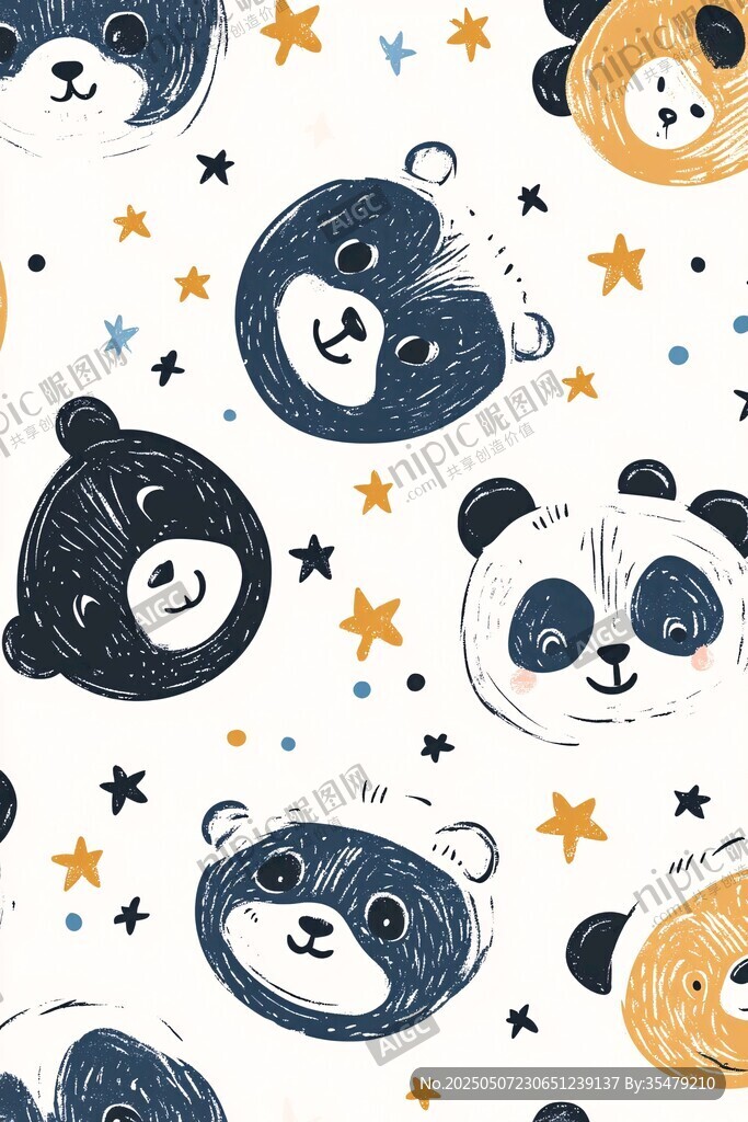 可爱小熊星星卡通图案