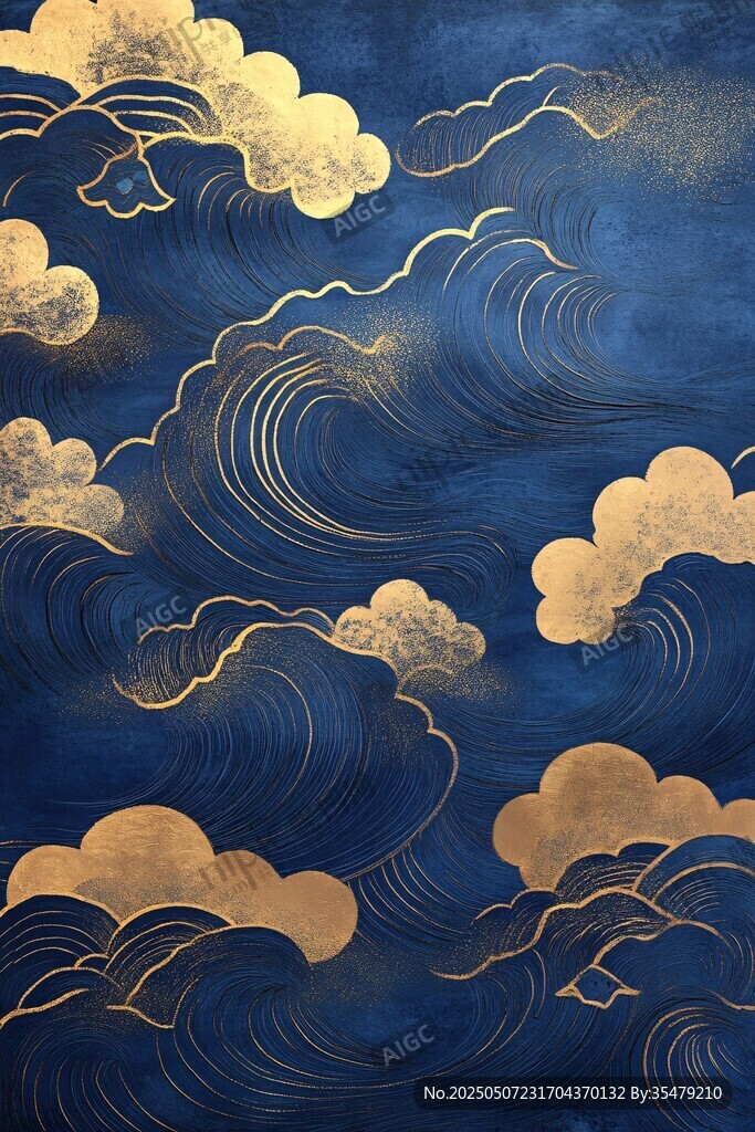 蓝金云纹图