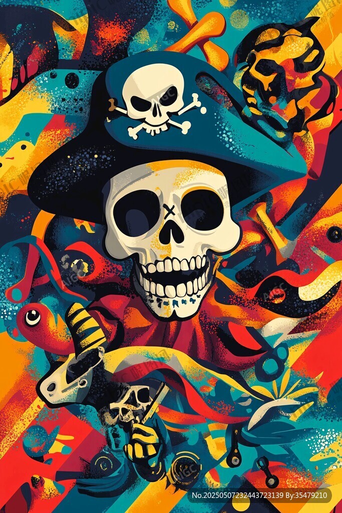 海盗骷髅奇幻涂鸦艺术