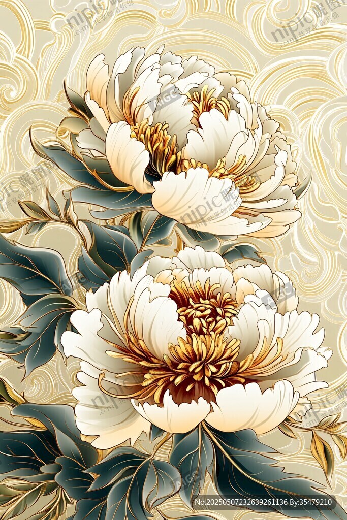 华贵牡丹花卉图案背景图