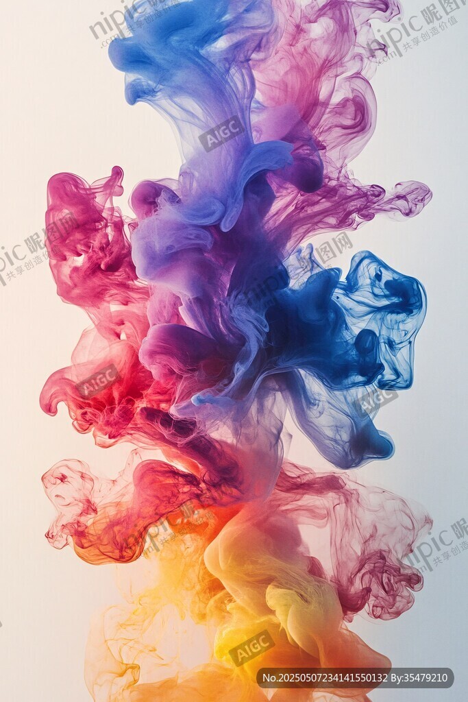 彩色墨水在水中的梦幻绽放