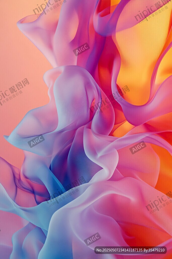 梦幻彩色飘带艺术画面