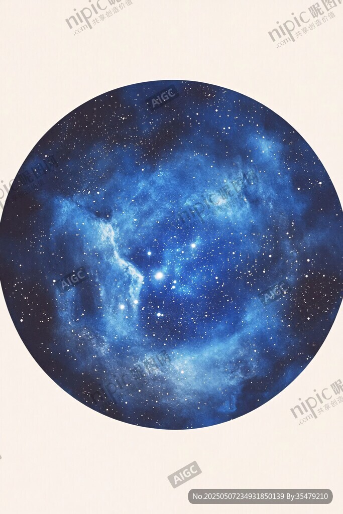 梦幻蓝色星空圆形图案