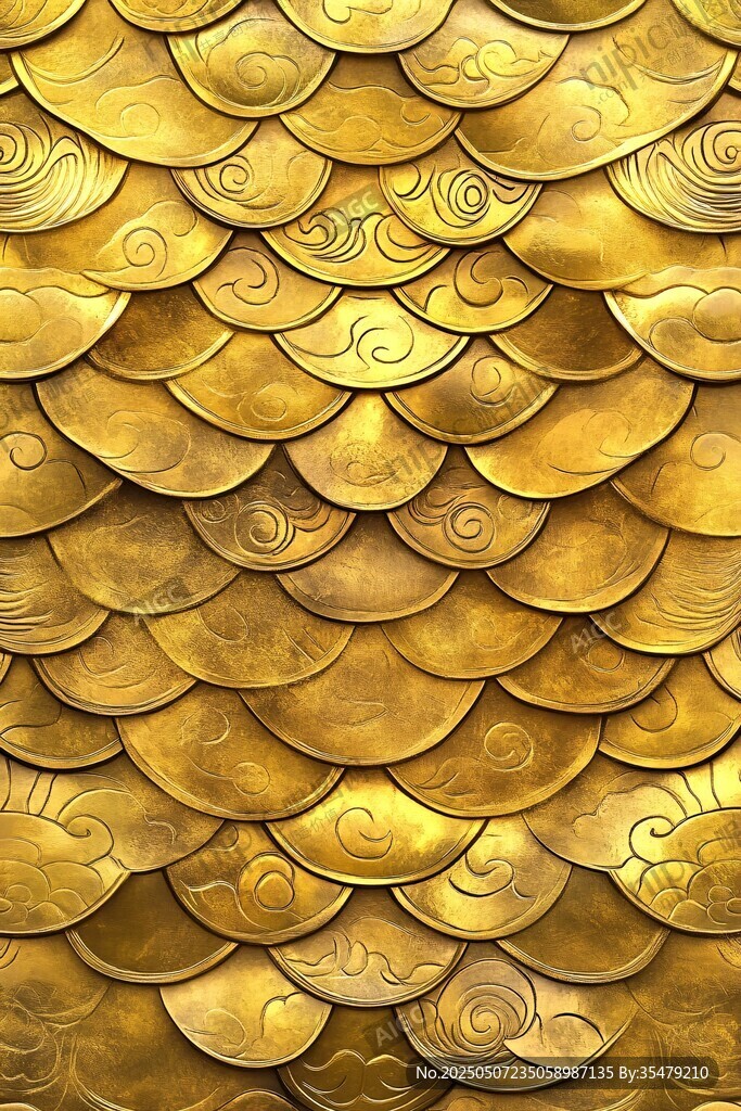 金色鱼鳞纹理背景图案