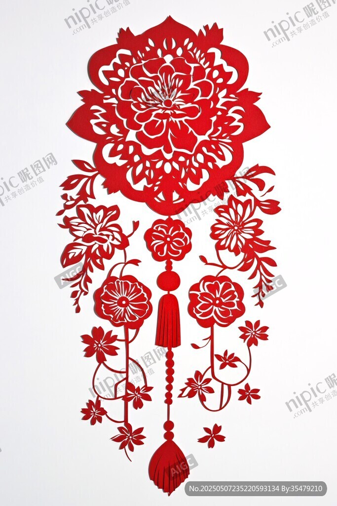 中式红色剪纸风精美挂饰
