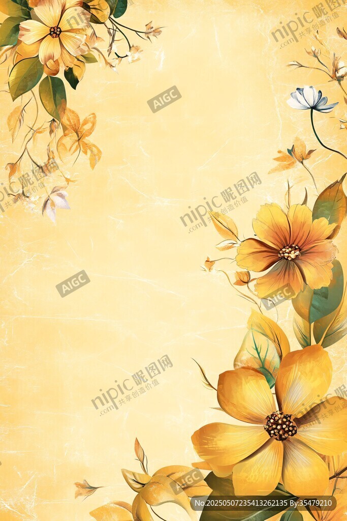 黄色花卉装饰背景图