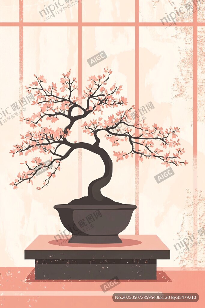 中式盆景图 花朵繁茂雅致