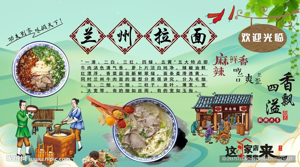 兰州拉面背景墙
