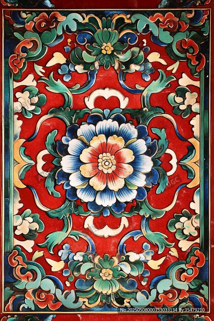 传统中式花卉纹精美图案
