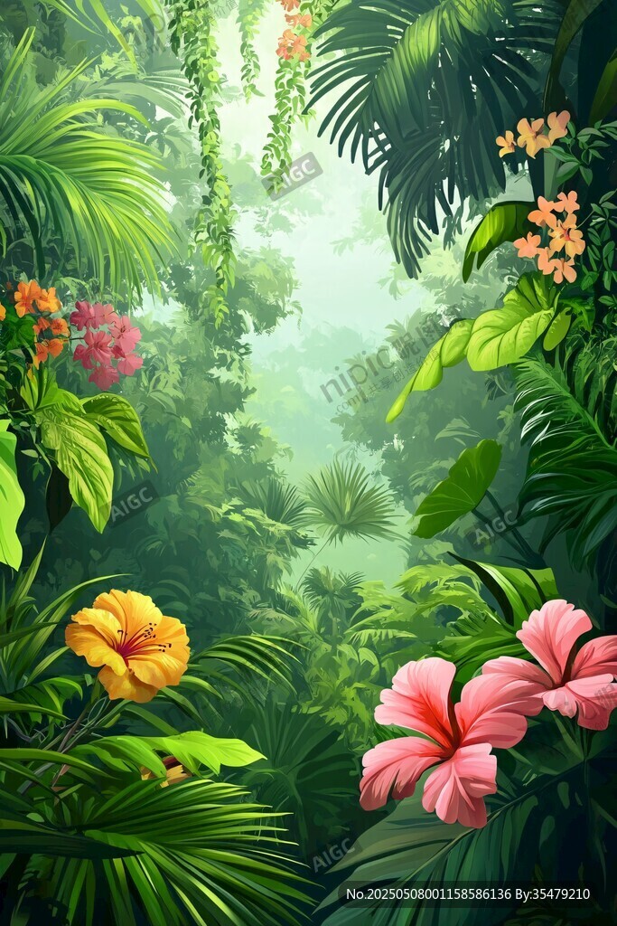 梦幻热带丛林花卉景观