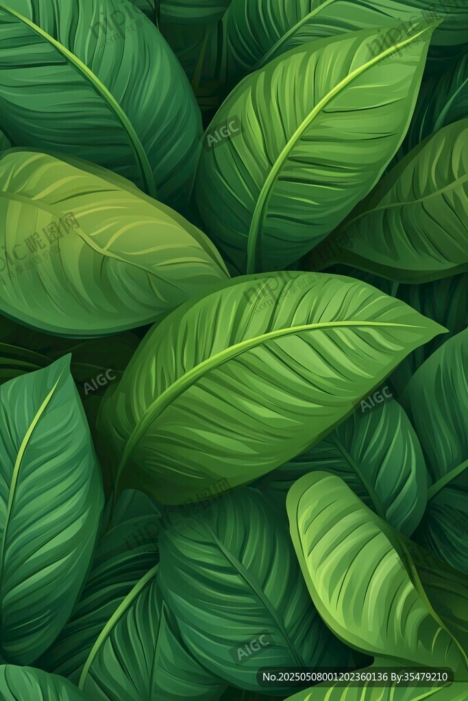 翠绿叶片构成的生机背景