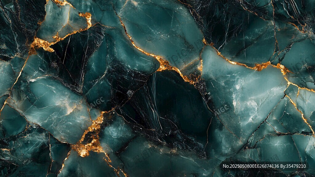 墨绿金纹大理石纹理图案