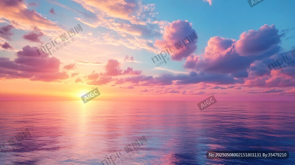 海上绝美日出天空云彩景观