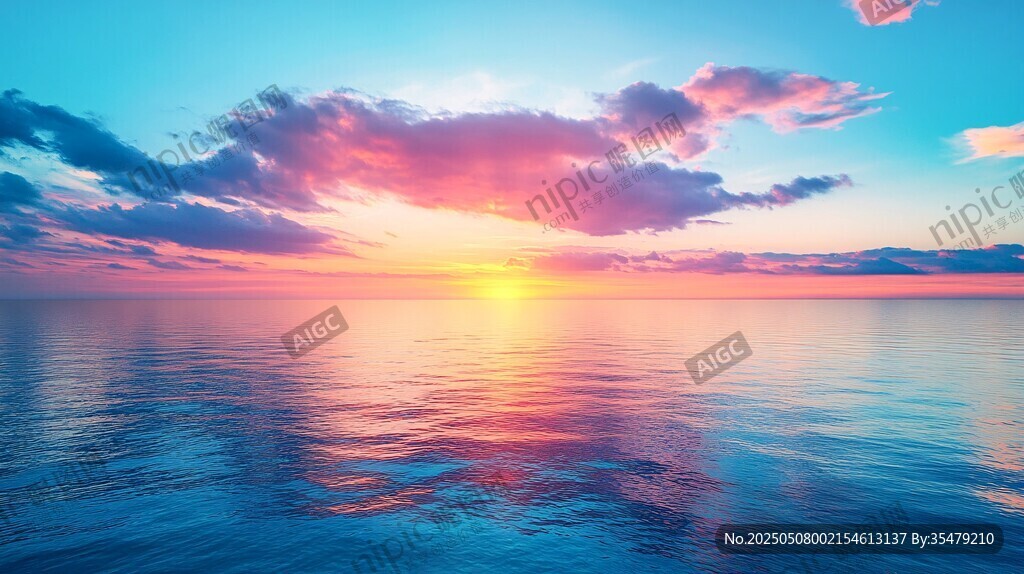 海上绝美日落天空美景