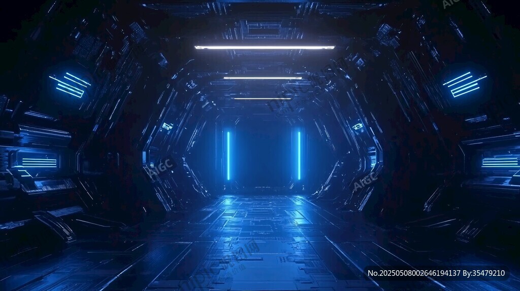 未来科技感的科幻隧道空间