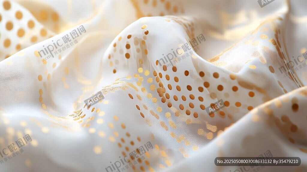 金色圆点花纹柔软丝绸布